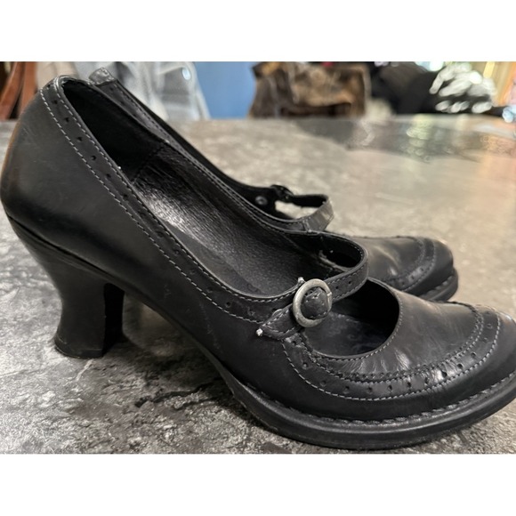 Neosens Womens Chunky Heel Mary Jane's Leather Made In Spain Black Sz 40/9.5 - Picture 1 of 13